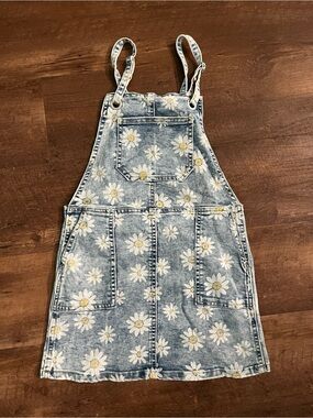 Cat & Jack Light Blue Daisy Denim Overall Dress